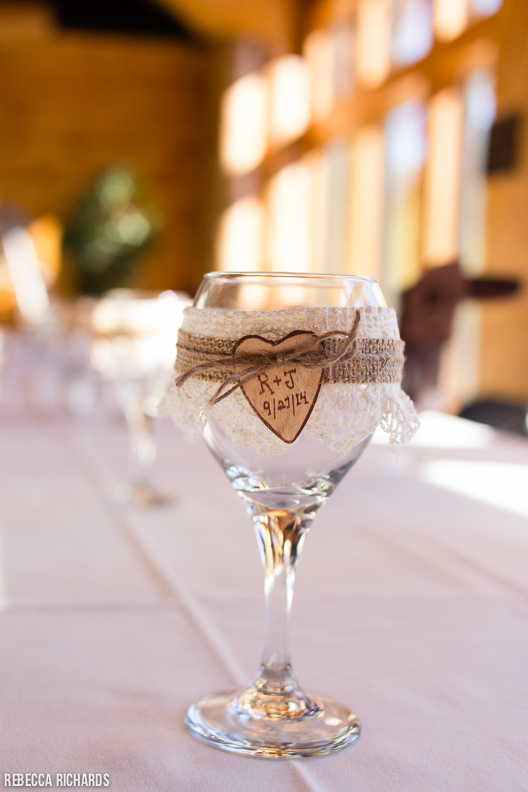 Rustic wedding wine glass