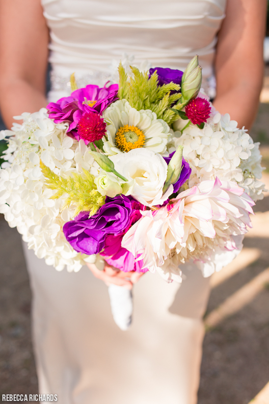 Large and colorful wedding bride bouquet