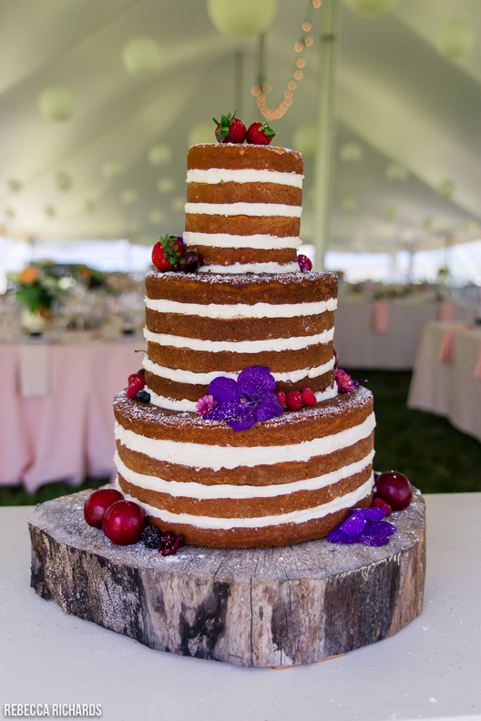 Rustic Naked Wedding Cake | MDI Bar Harbor Maine Wedding Photographer