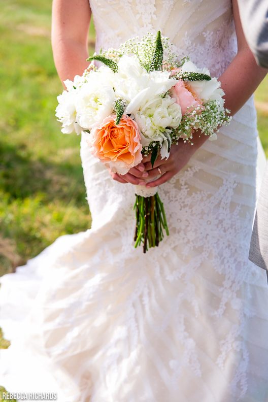Handmade bridal bouquet for rustic Maine wedding