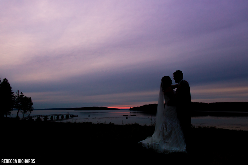 Maine wedding photographer at sunset