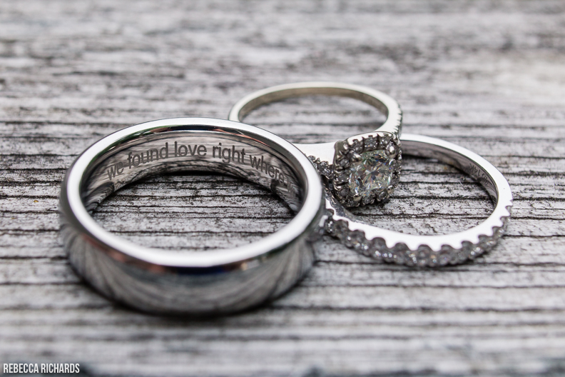 Engraved wedding ring we found love right where we are