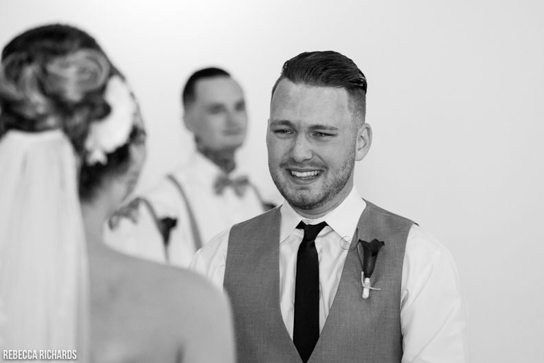 Groom's reaction to seeing bride for the first time