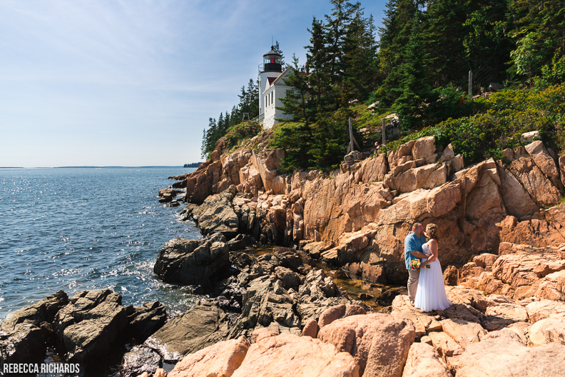 Bar Harbor elopement wedding | Maine wedding photographer | Bass Harbor Head Lighthouse Wedding Portrait
