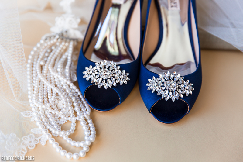 Blue wedding shoes